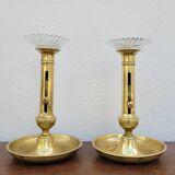 Paire de Bougeoirs Louis Philippe en laiton 1900s