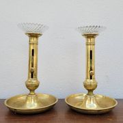 Paire de Bougeoirs Louis Philippe en laiton 1900s