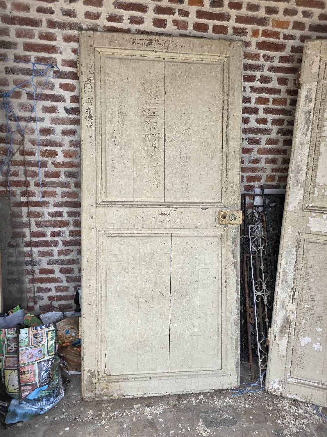 19th century partition door in double-sided solid oak
