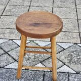 Vintage oak stool from maison hurel paris 1960
