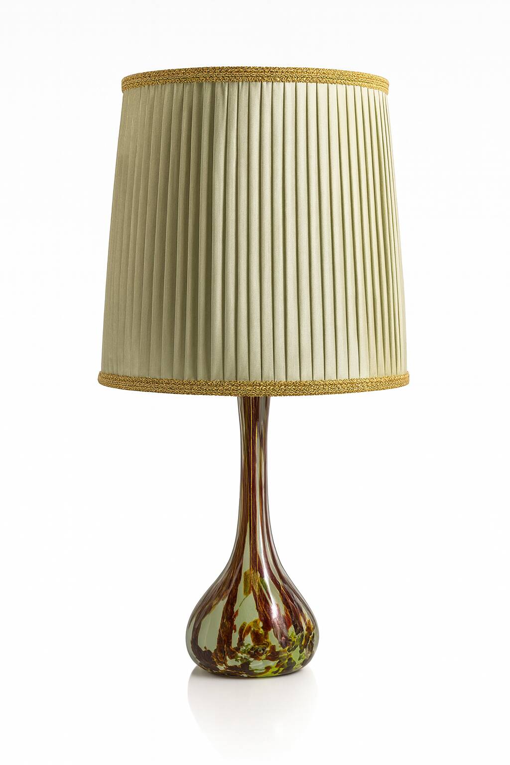 Glass Table Lamp with Textile Shade, 1960s–1970s