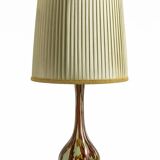 Glass Table Lamp with Textile Shade, 1960s–1970s