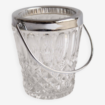 Rimmed glass ice bucket