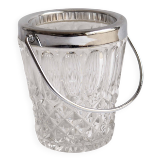 Rimmed glass ice bucket