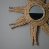 Sun mirror handmade woven straw ethnic bohemian tribal decoration