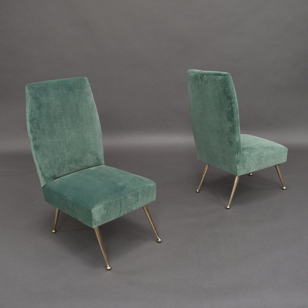 Set of Italian velvet side chairs by Gigi Radice for Minotti, 1950s