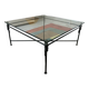 Grande table basse fer forgé et verre Jacques Ducru