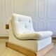 Vintage brutalist armchair in oak – ecru boucle fabric