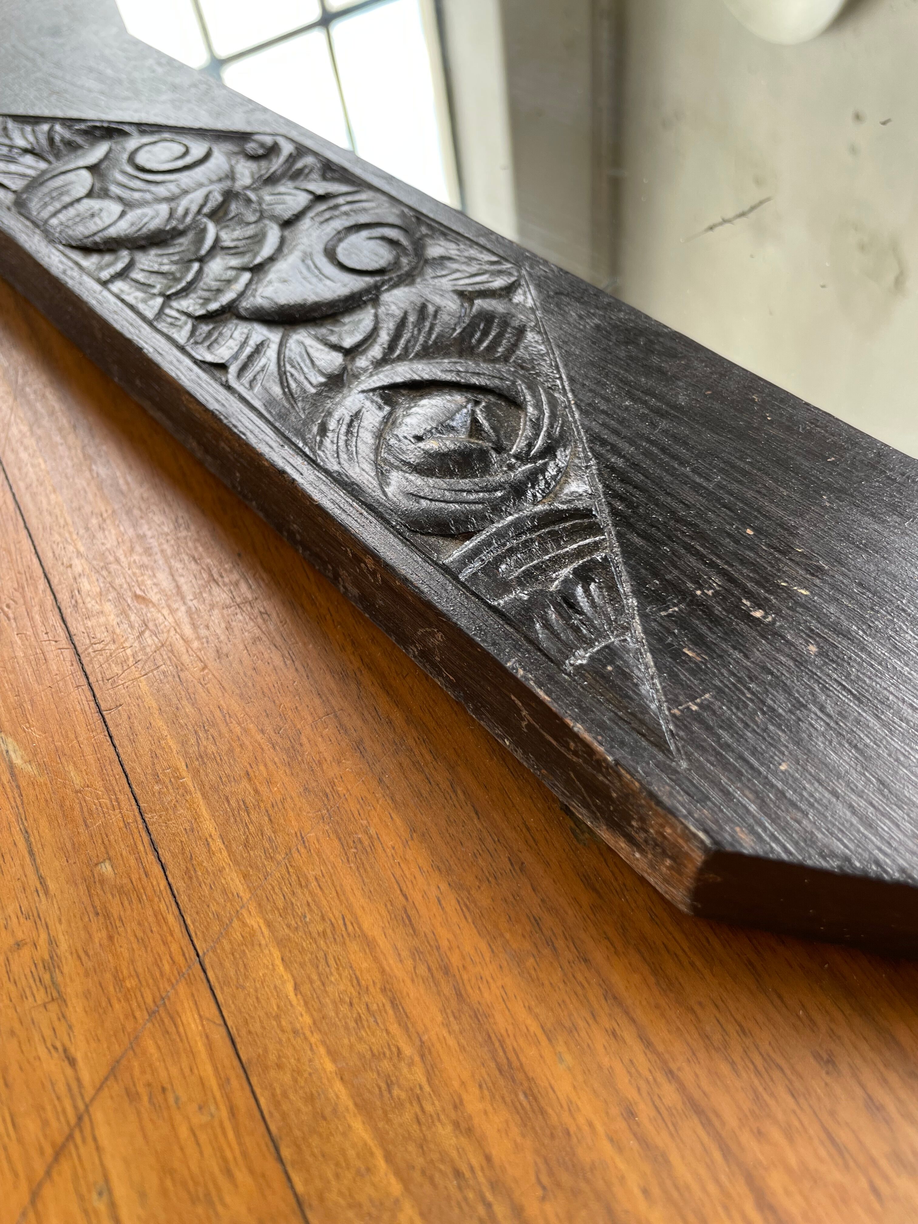 Black art deco mirror 65x46cm