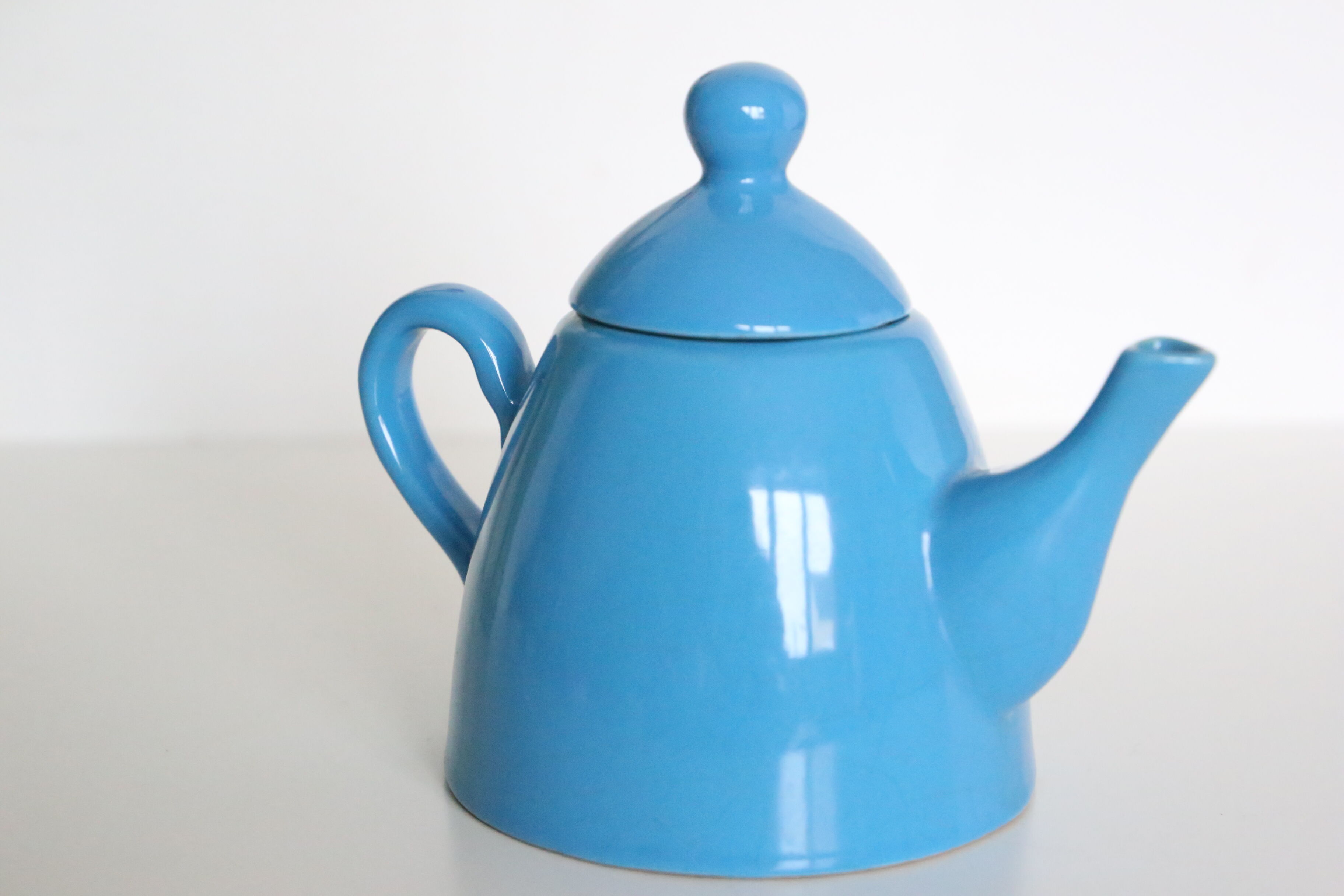 Blue ceramic teapot, vintage