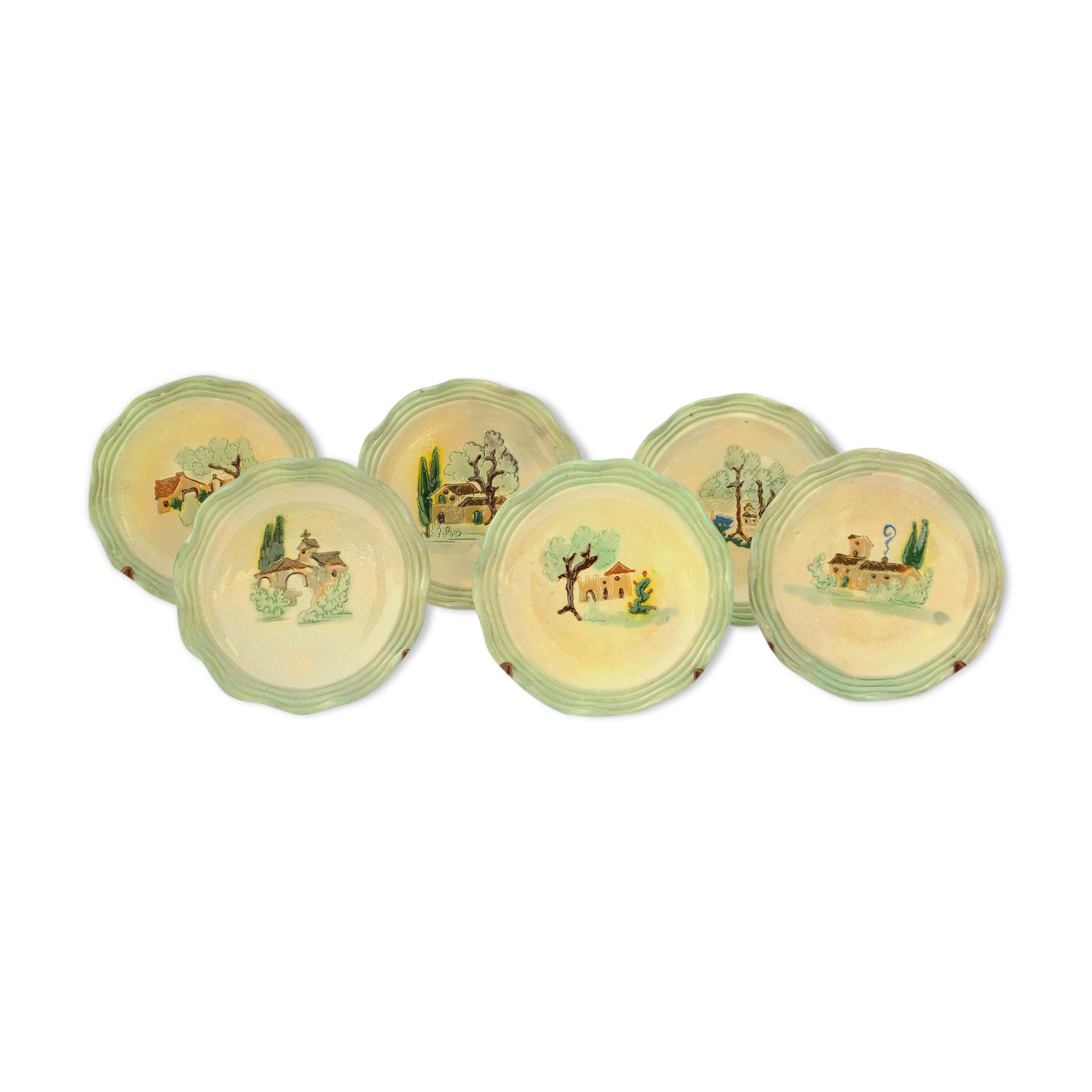 Set of 6 Cerenne plates - Vallauris