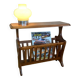 Vintage magazine rack with shelf, Solid cherry wood side table from the 1990s
