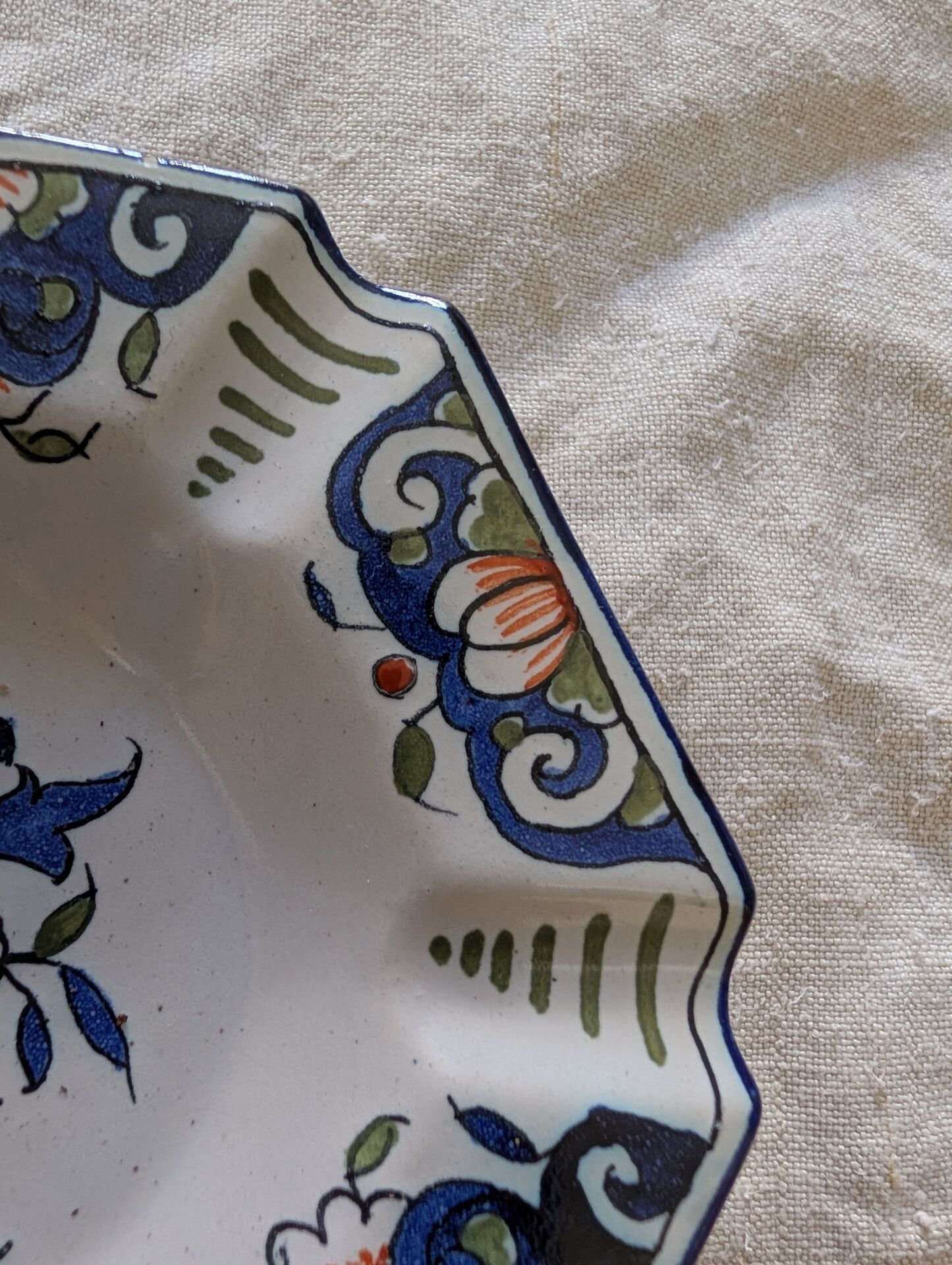 Hand-painted faience catchall from Vieux Rouen – 1950s