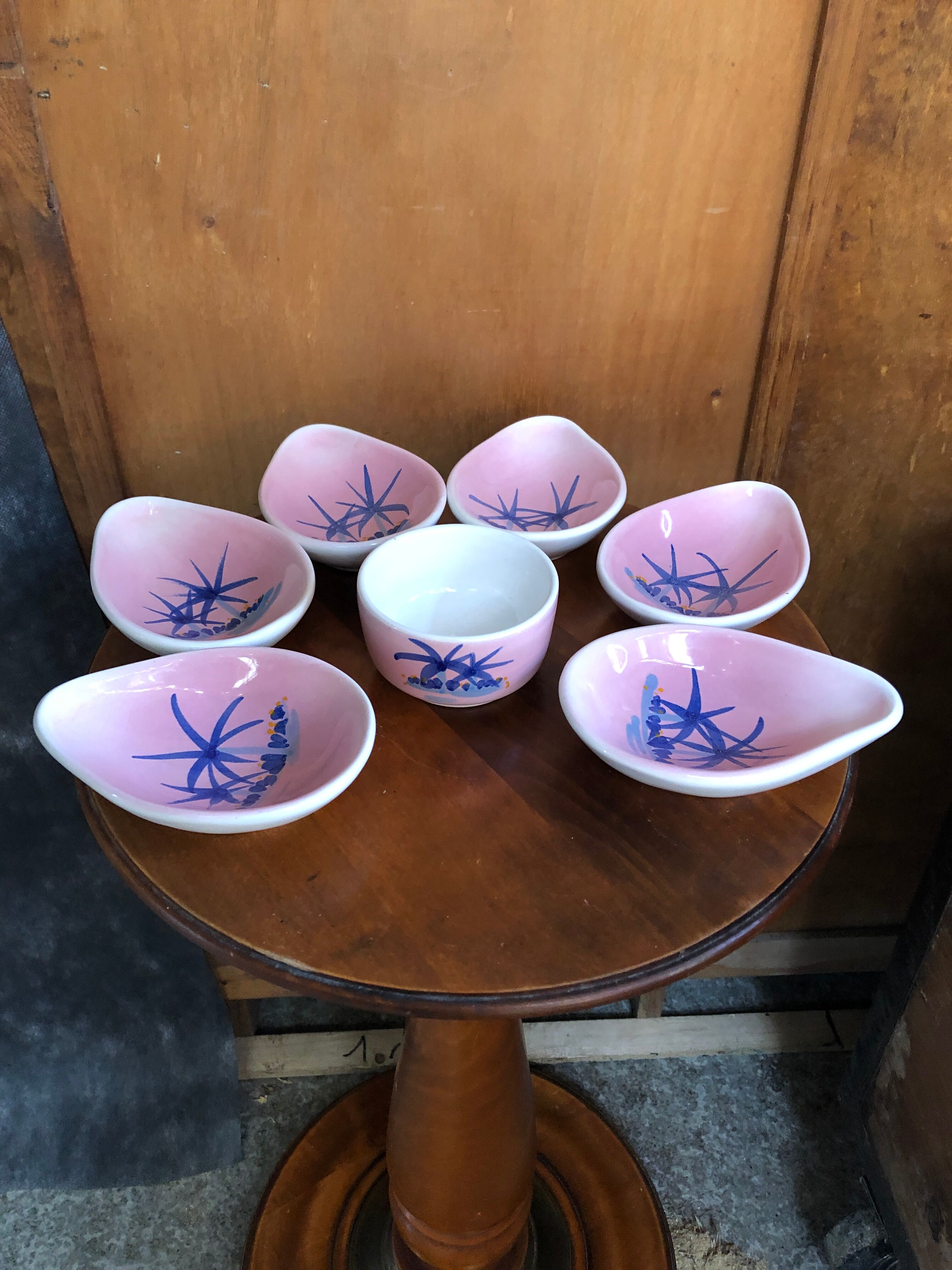 Old aperitif service vallauris bowl & 5 cups ceramic