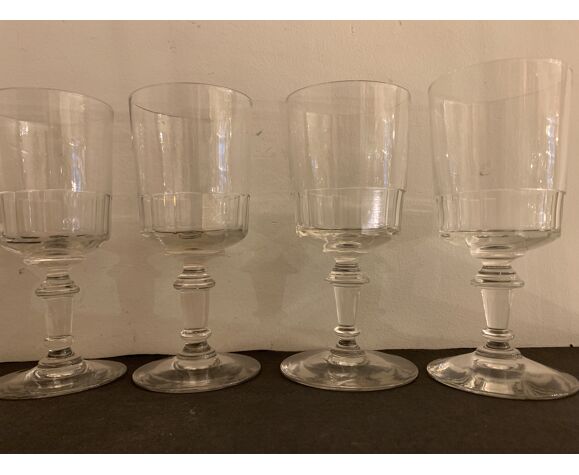 8 verres anciens soufflés, à pans coupés, modèle Mirabeau de Baccarat |  Selency