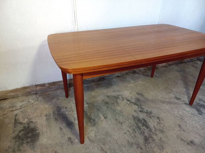 Vintage Scandinavian table 50s 60s teak with integrated extensions