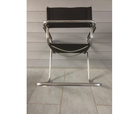 Pair of chrome/black hanging chassis chairs