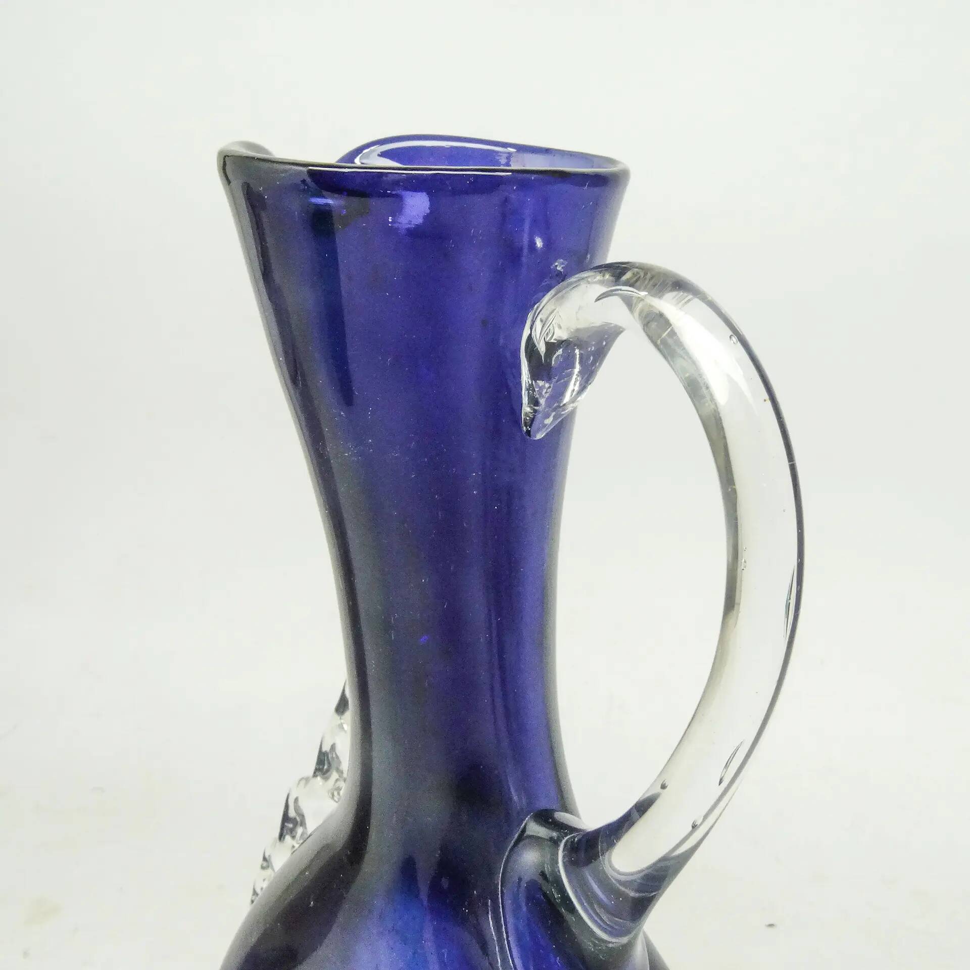 Mid-century modern jug, cobalt double-layered glass, designed by K. Gorski, Poland, 1970s