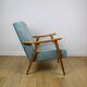 Fauteuil vintage loft années 70 bleu clair