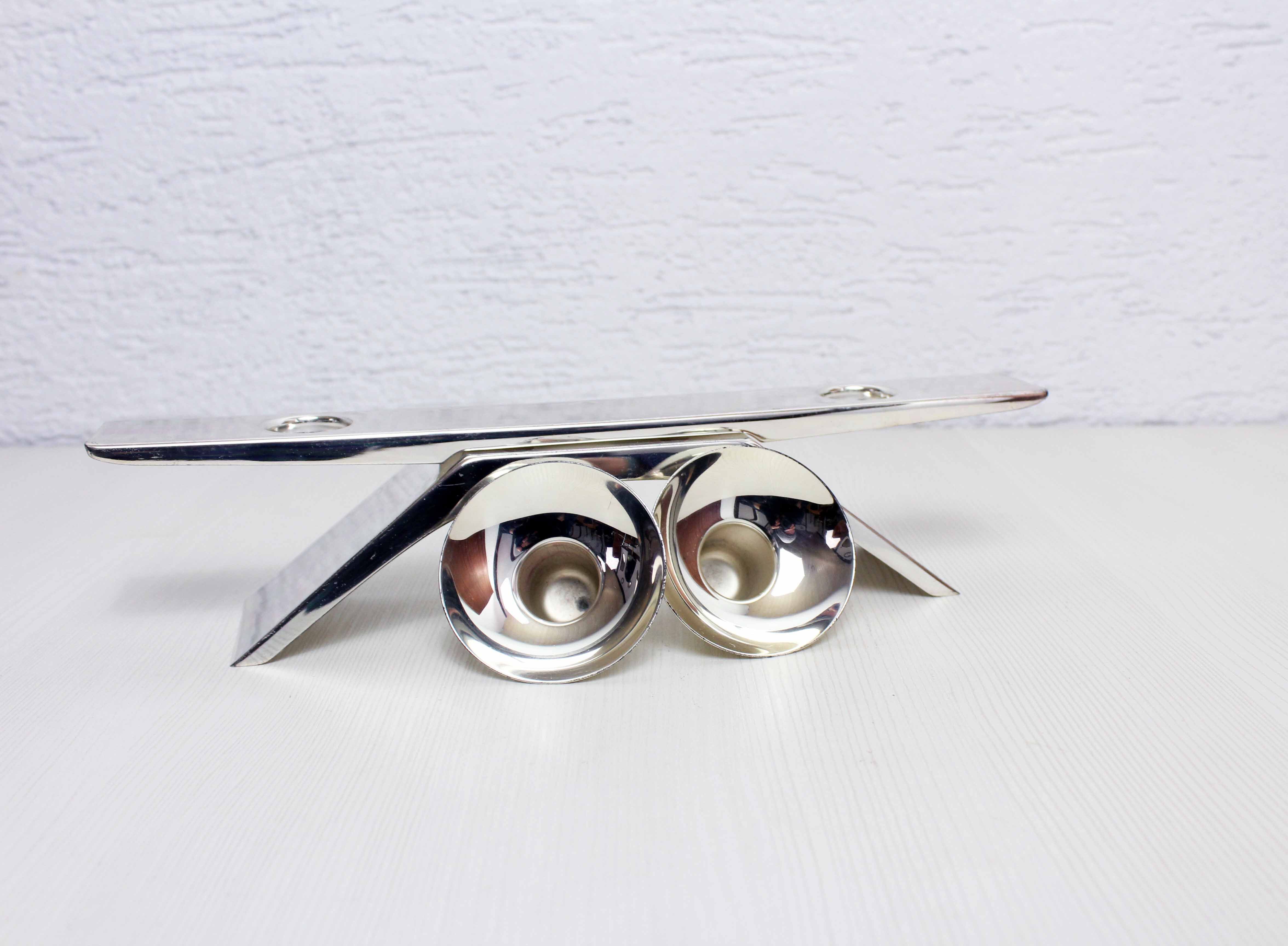 Silver metal wmf candle holder