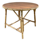 Vintage Rattan and Oak Coffee Table