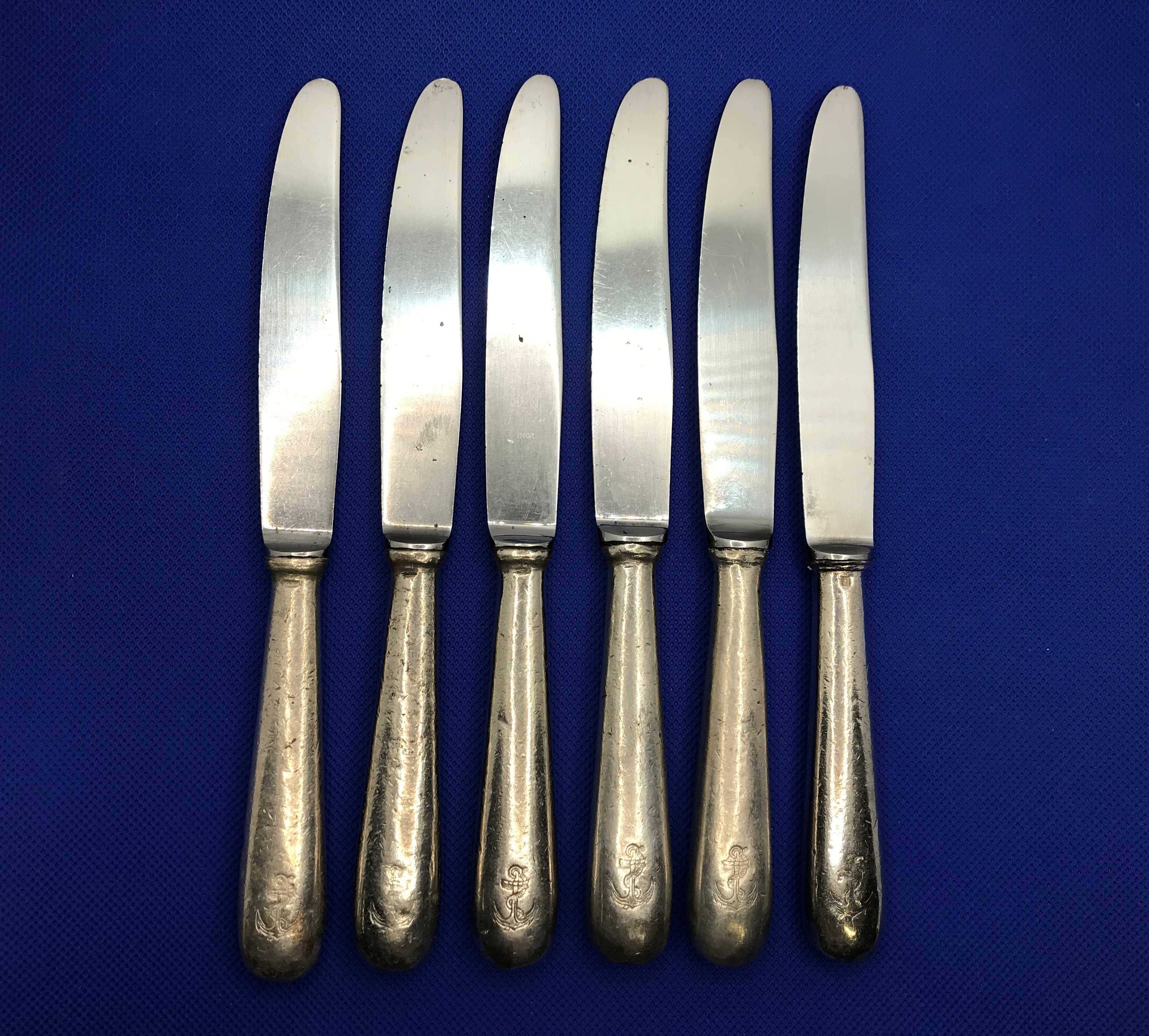 Set of 6 small silver-plated navy knives soh