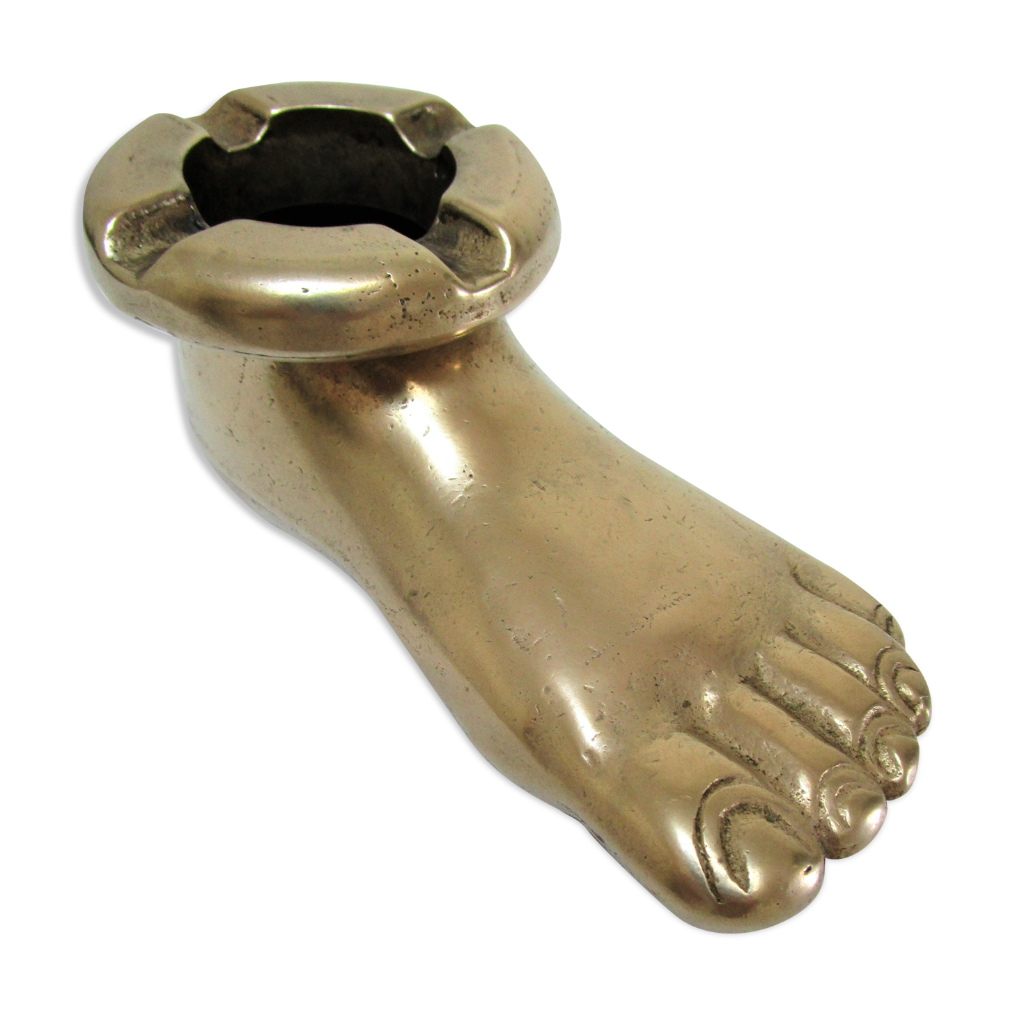 Anthropomorphic ashtray solid brass foot design 70s