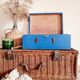 Blue old wooden trunk