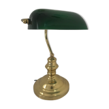 Former banker lampshade in opaline green brass lamp