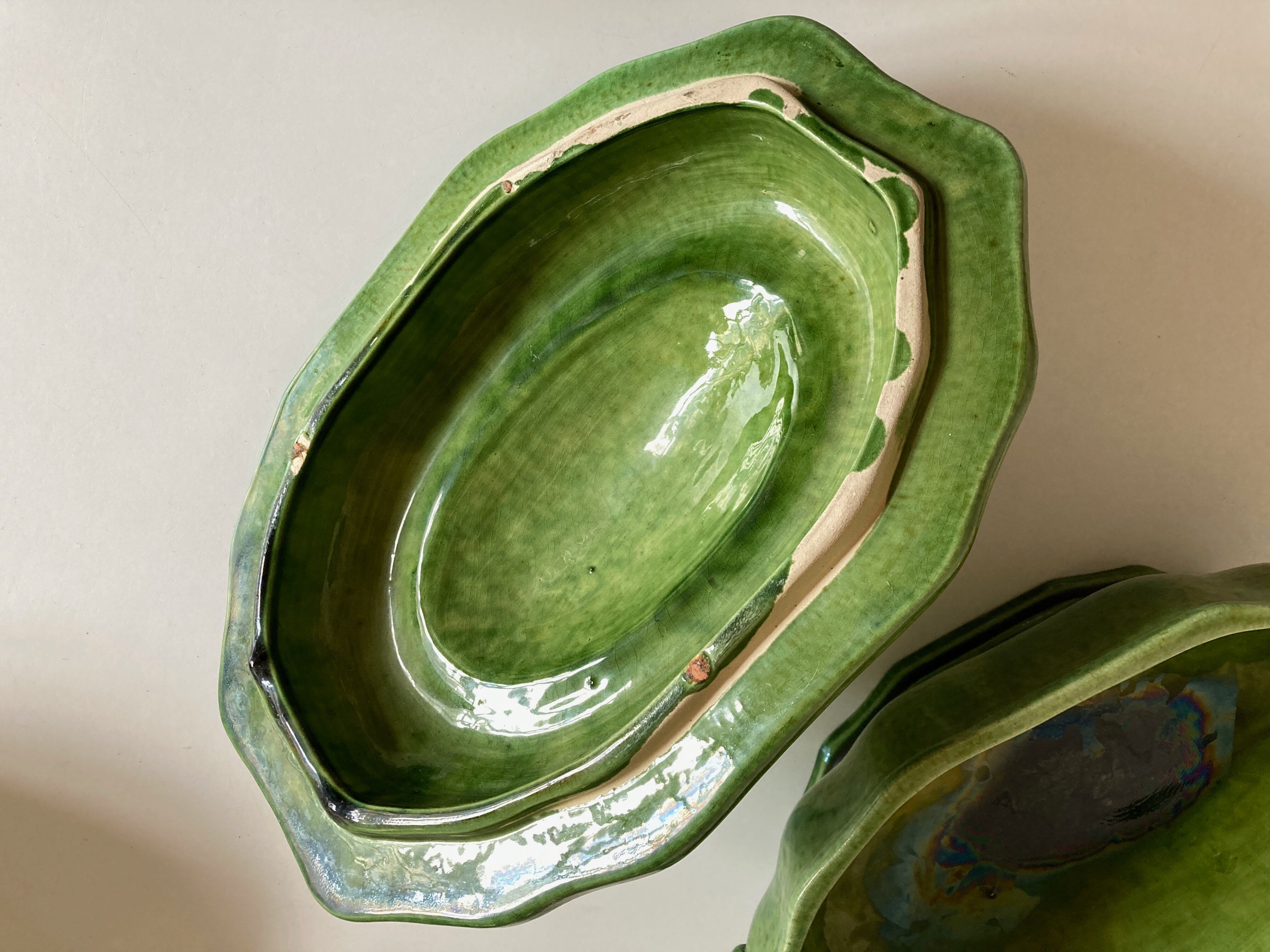 Soup bowl with godrons Aegitna Vallauris glazed earth 1950