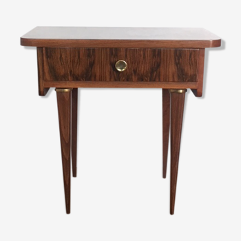 Walnut and brass bedside table