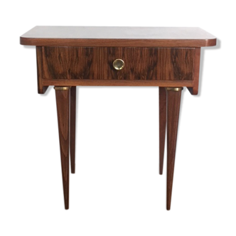 Walnut and brass bedside table