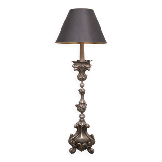 Stunning Antique Pewter Rococo Candlestick floor lamp Italy