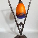 Art Deco lamp by Muller Frères Lunéville, signed glass, 1920.