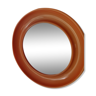 Miroir rond orange italien des années 70 par Collezione SALC