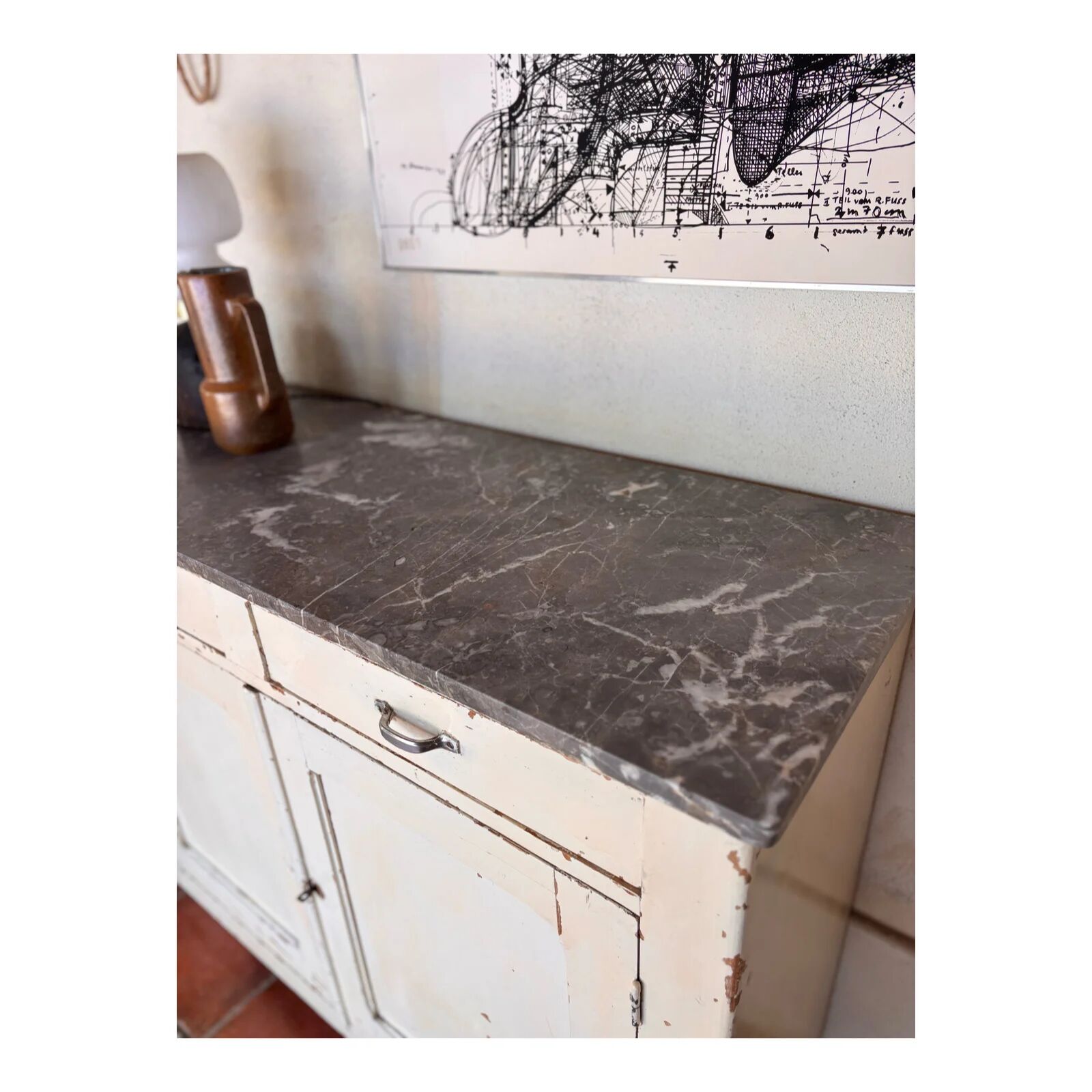 Old marble buffet table