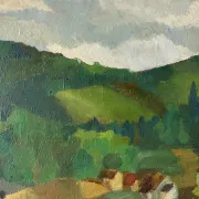 Lush landscape, oil on canvas signed F Courme