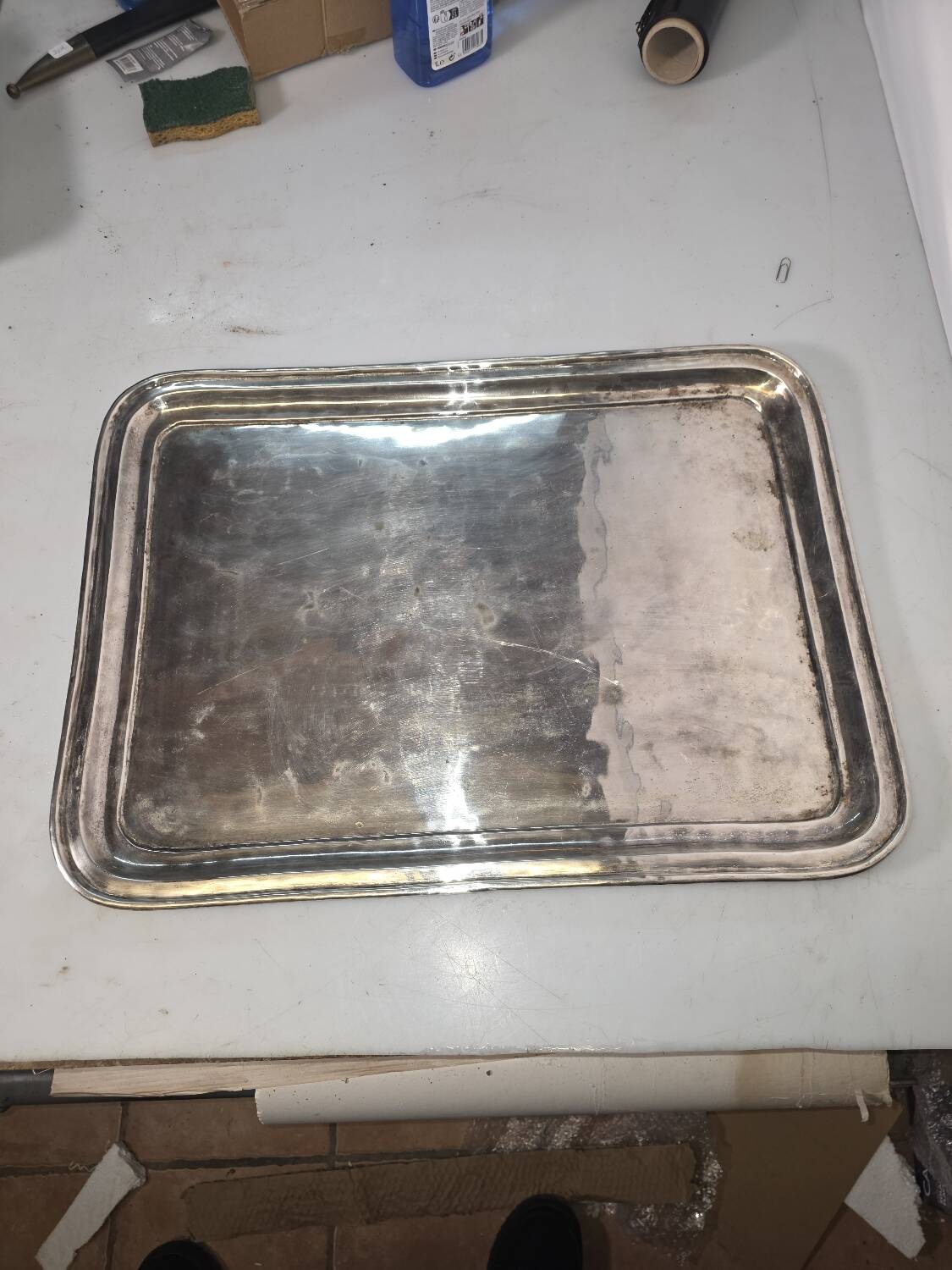 Antique silver-plated tray