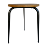 Metal tripod stool and solid wood seating