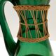 Green Hand Blown Glass and Wicker Jug / Vase, Empoli, Italy