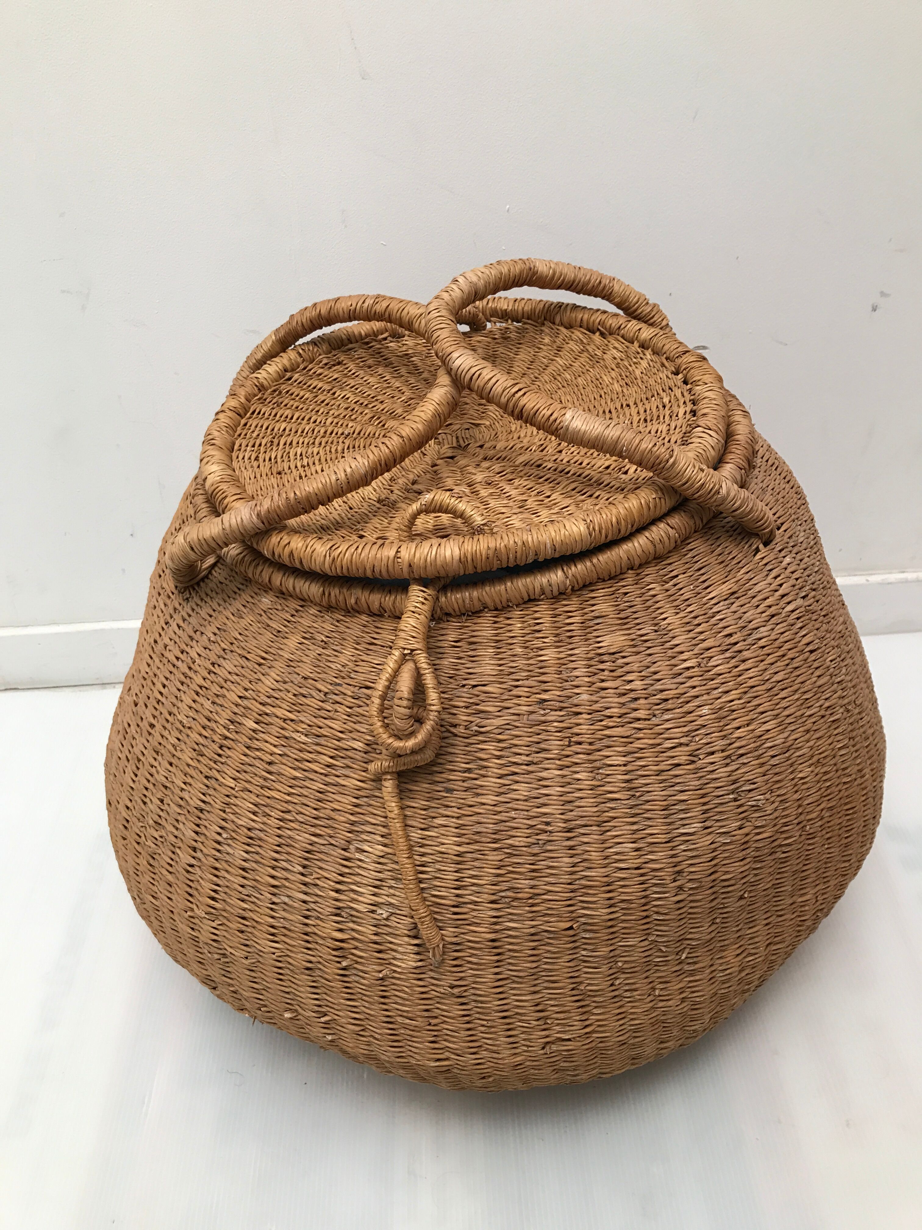 Vintage old wicker basket basket
