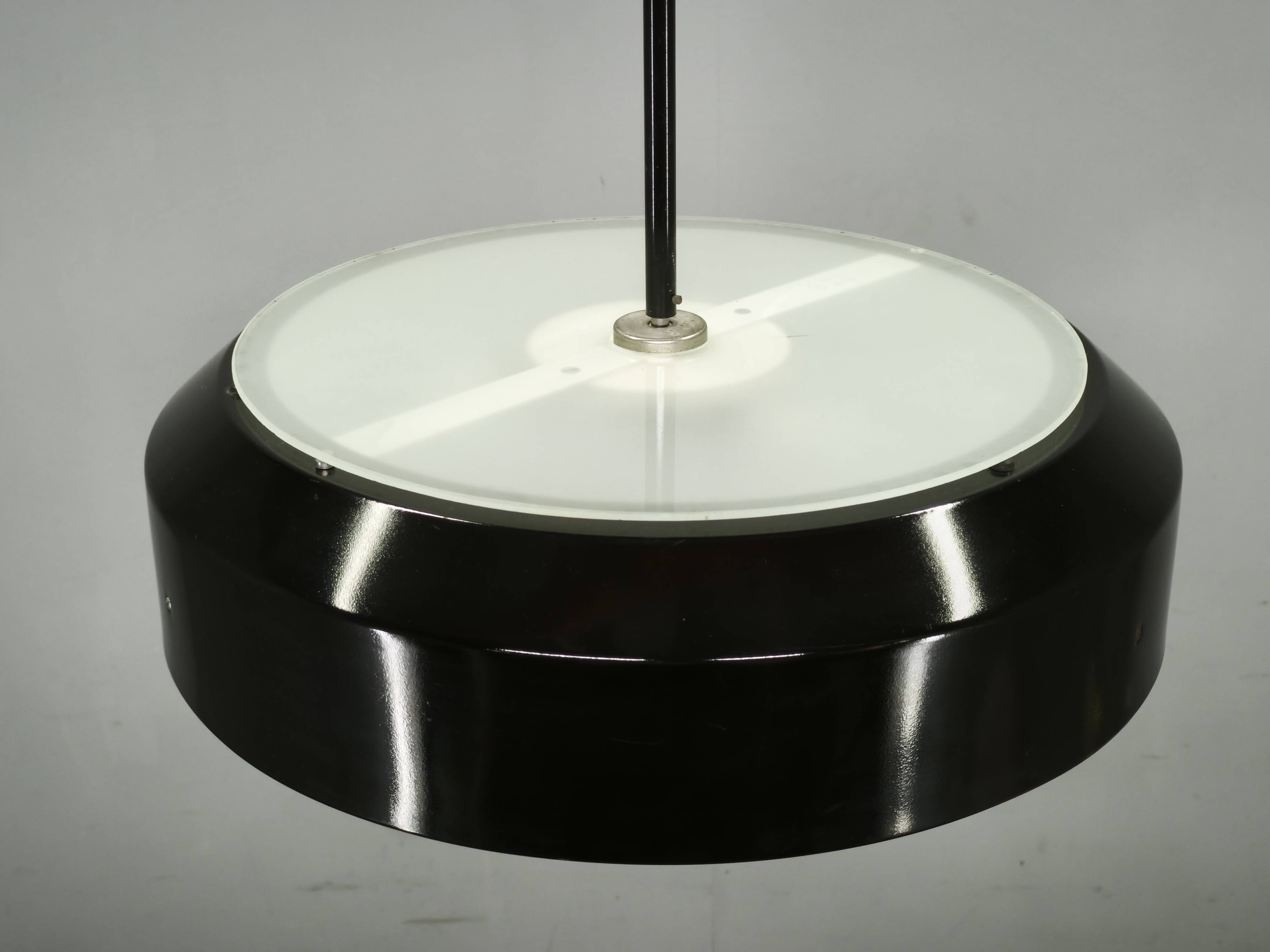 1960s NAPAKO Modernist Black Glass Pendant Light, Czechoslovakia