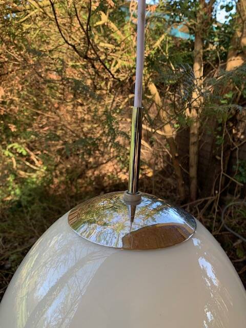 2 Danish white glass pendant lights (50s/60s)