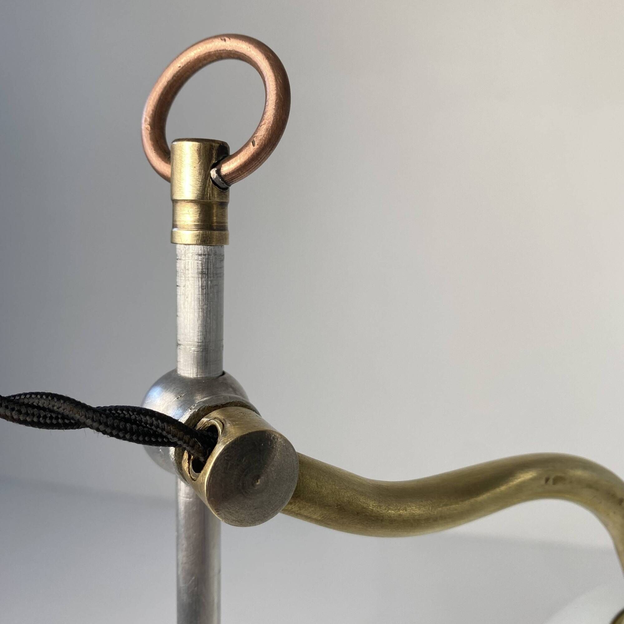 Vintage up and down lamp in opaline, brass and metal