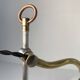 Vintage up and down lamp in opaline, brass and metal