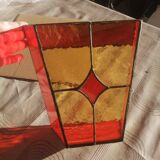 Pair of vintage stained glass and glass paste wall lights.