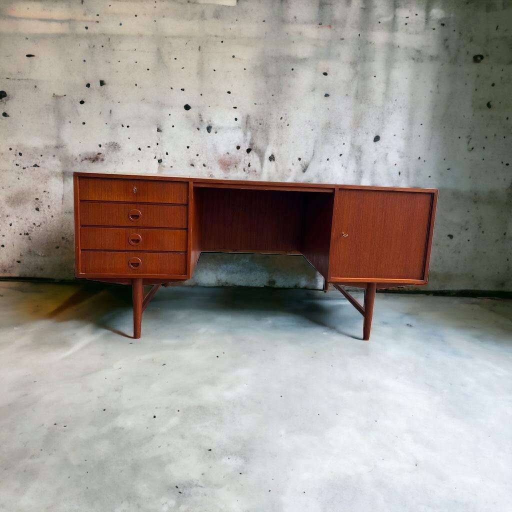 Vintage teak desk: double sided