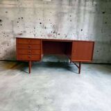 Vintage teak desk: double sided