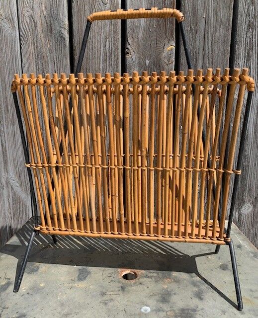 Rattan and bamboo magazine holders 60s