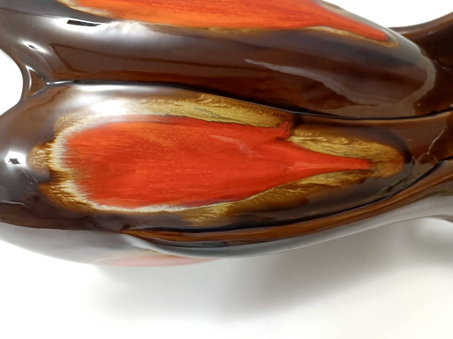 Handmade Orange and Brown Glazed Vallauris Ceramic Vase, France